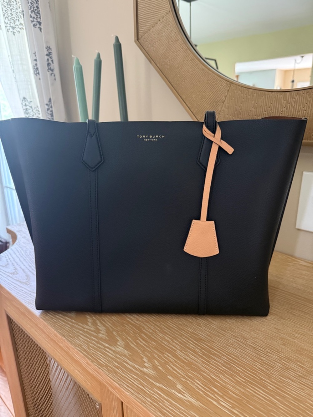 Tory Burch Black Tote with Tan Accent